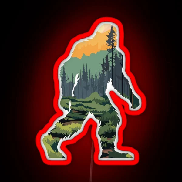 Sasquatch Bigfoot Cryptids Graphic Art RGB Neon Sign
