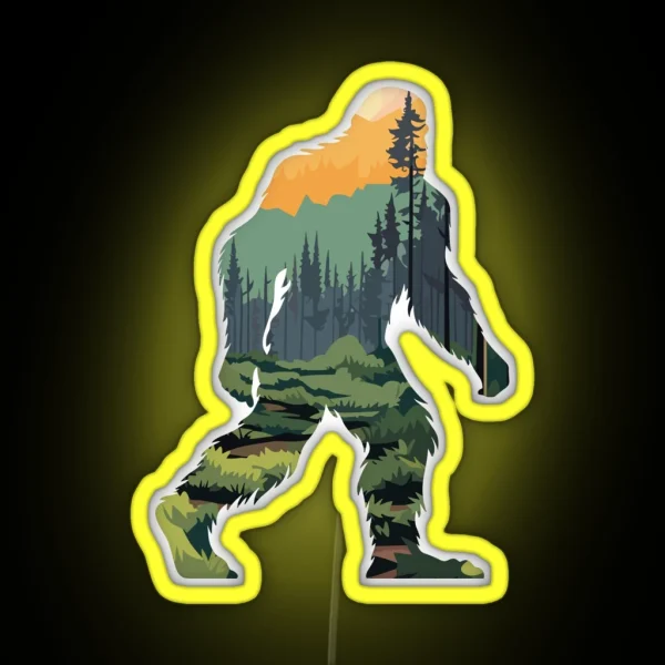 Sasquatch Bigfoot Cryptids Graphic Art RGB Neon Sign