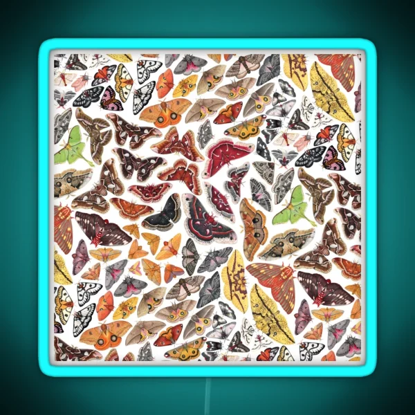 Saturniid Moths Of North America Pattern RGB Neon Sign