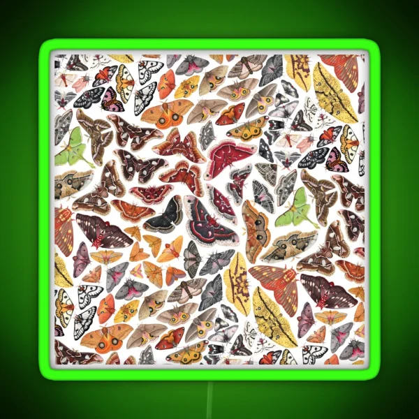 Saturniid Moths Of North America Pattern RGB Neon Sign