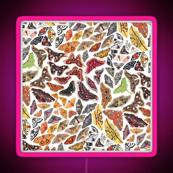 Saturniid Moths Of North America Pattern RGB Neon Sign