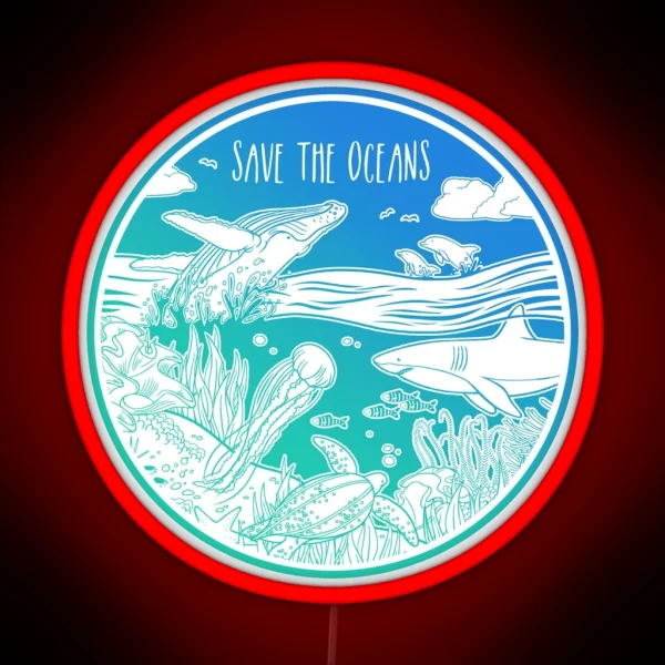 Save The Oceans RGB Neon Sign