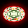 RGB Neon Save The Planet Sign In Red - Environmental