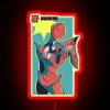 Neon red RGB sign displaying 'The Scarab - The God Auditor'.