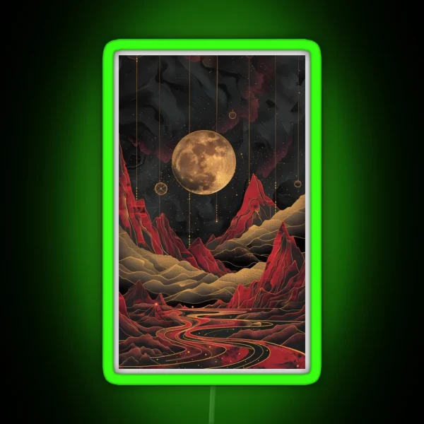 Scenic Mountains Illustrationart Nouveau Painterly Style RGB Neon Sign