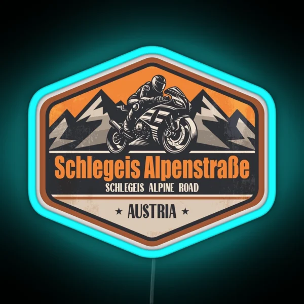 Schlegeis Alpine Road Austria Motorcycling Mountain RGB Neon Sign