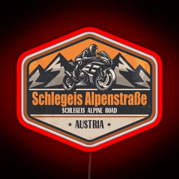 Schlegeis Alpine Road Austria Motorcycling Mountain RGB Neon Sign