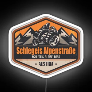 Schlegeis Alpine Road Austria Motorcycling Mountain Design RGB Neon Sign