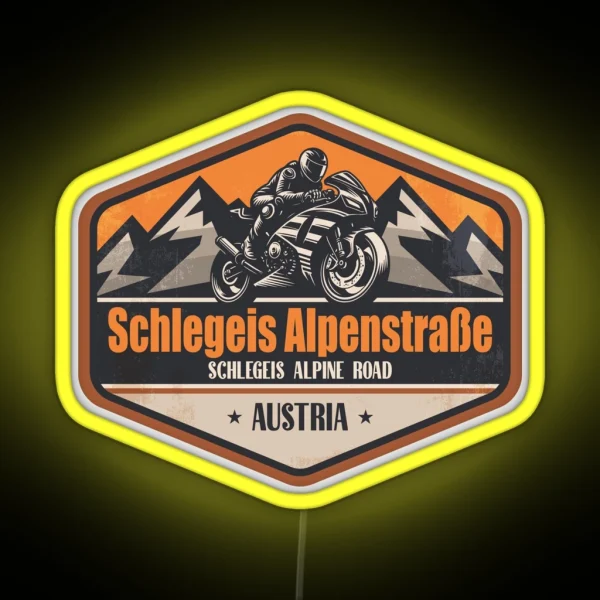 Schlegeis Alpine Road Austria Motorcycling Mountain RGB Neon Sign
