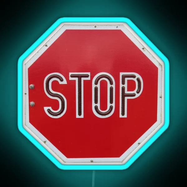 School Bus Stop Sign RGB Neon Sign