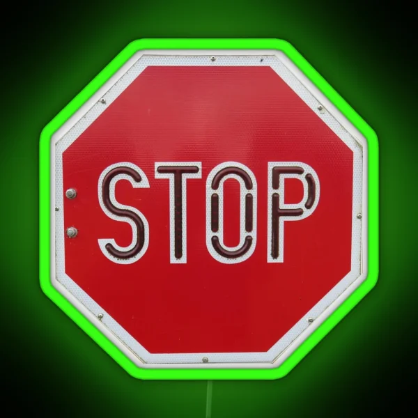 School Bus Stop Sign RGB Neon Sign