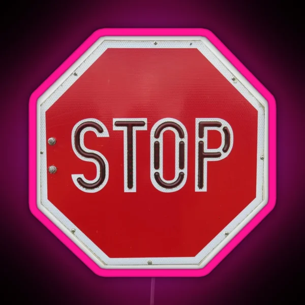 School Bus Stop Sign RGB Neon Sign