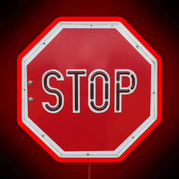 School Bus Stop Sign RGB Neon Sign