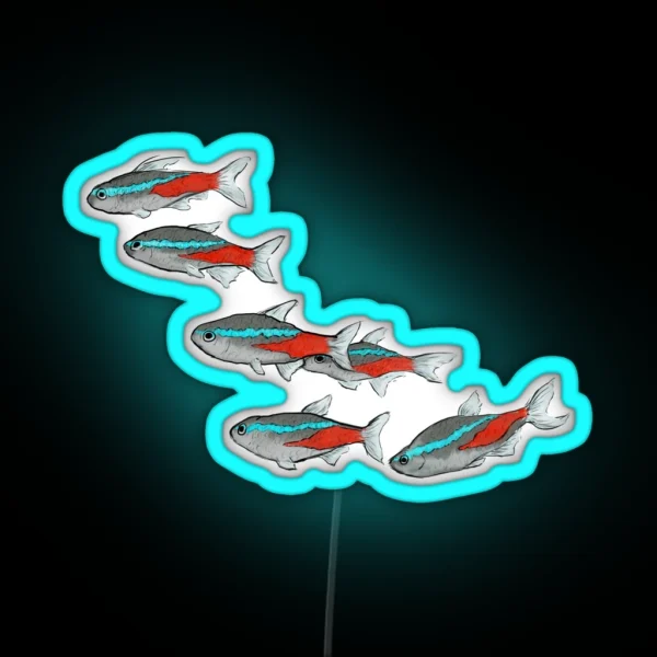 School Of Neon Tetra Fish RGB Neon Sign