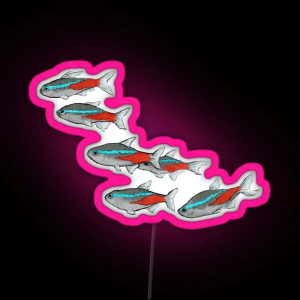 School Of Neon Tetra Fish RGB Neon Sign
