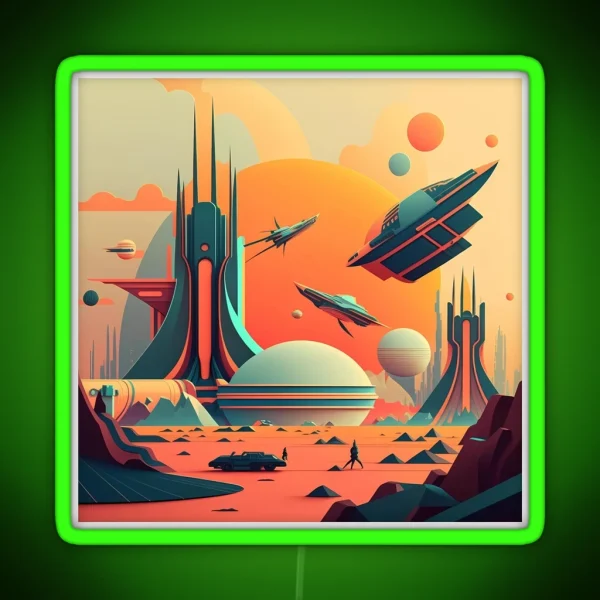 Sci Fi Futuristic Landscape RGB Neon Sign