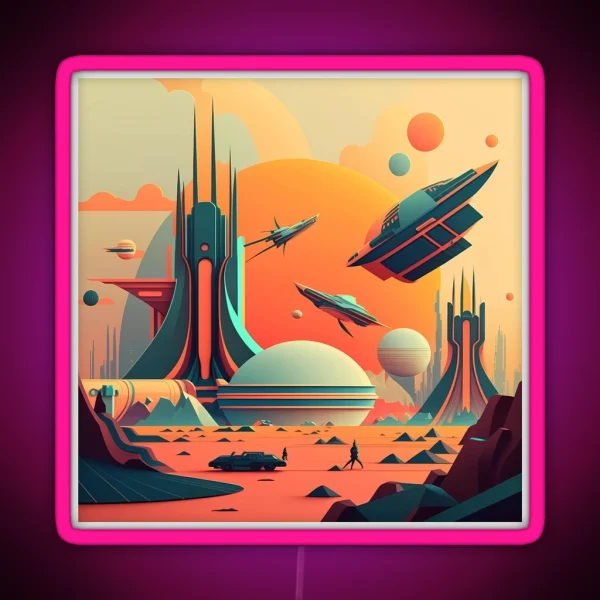 Sci Fi Futuristic Landscape RGB Neon Sign