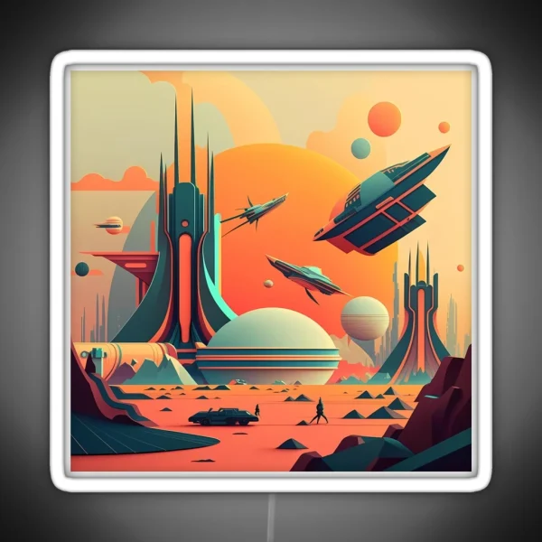 Sci Fi Futuristic Landscape RGB Neon Sign