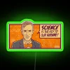 Bill Nye science quote neon sign - 'Science is the key to our future' rgb lighting green background.