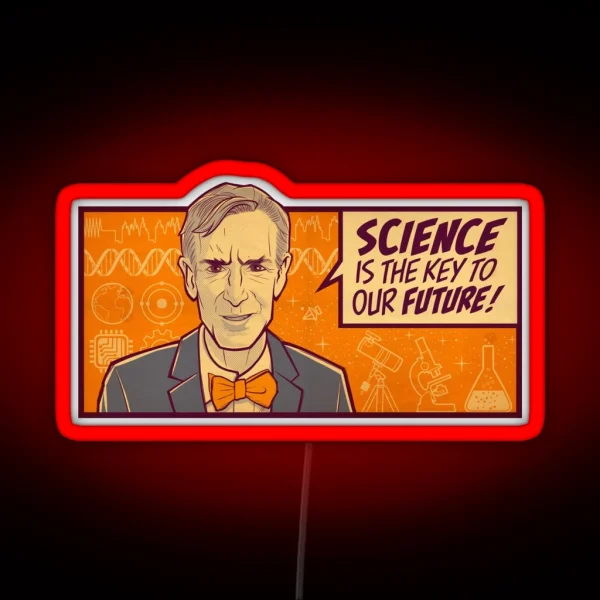 Science Guy Nye Quote Led Science Is The Key To Our Future Nerdy Scientist Quotes RGB Neon Sign