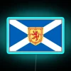 Scottish flag designs on phone cases, masks, and RGB neon LED signs.