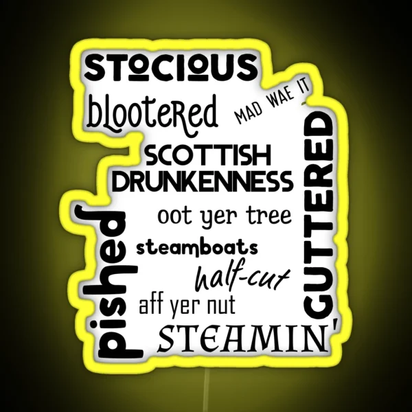 Scottish Words For Being Drunk RGB Neon Sign