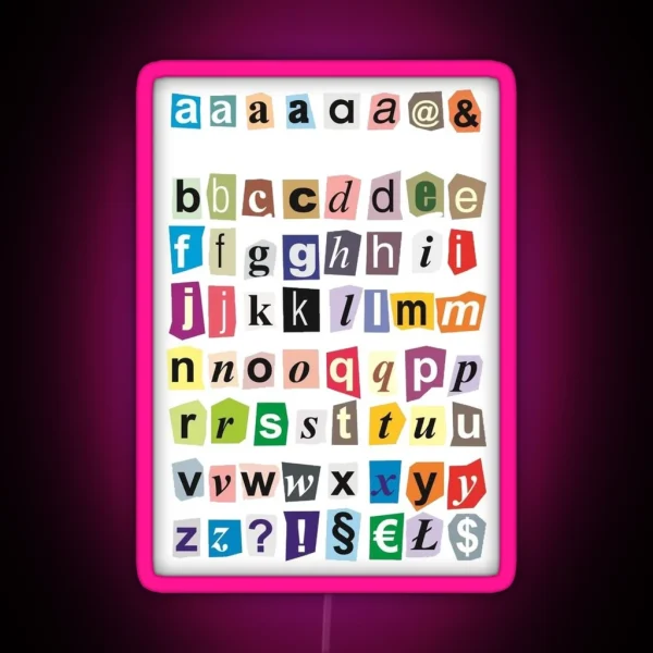 Scrapbook Colourful Newspaper Alphabet Letters RGB Neon Sign