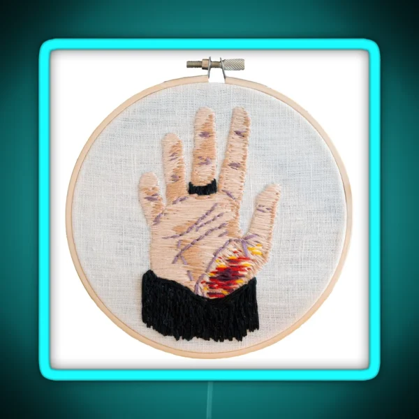 Scraped Hand Embroidery RGB Neon Sign