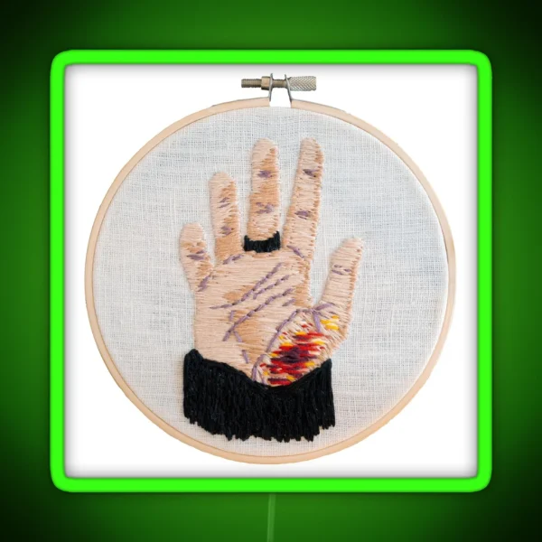 Scraped Hand Embroidery RGB Neon Sign