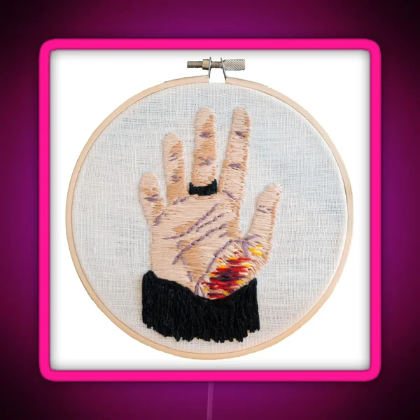 Scraped Hand Embroidery RGB Neon Sign