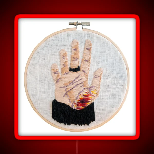 Scraped Hand Embroidery RGB Neon Sign