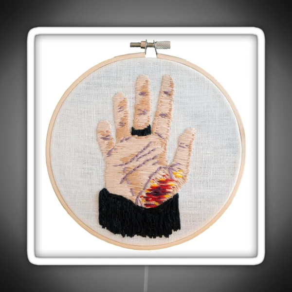 Scraped Hand Embroidery RGB Neon Sign