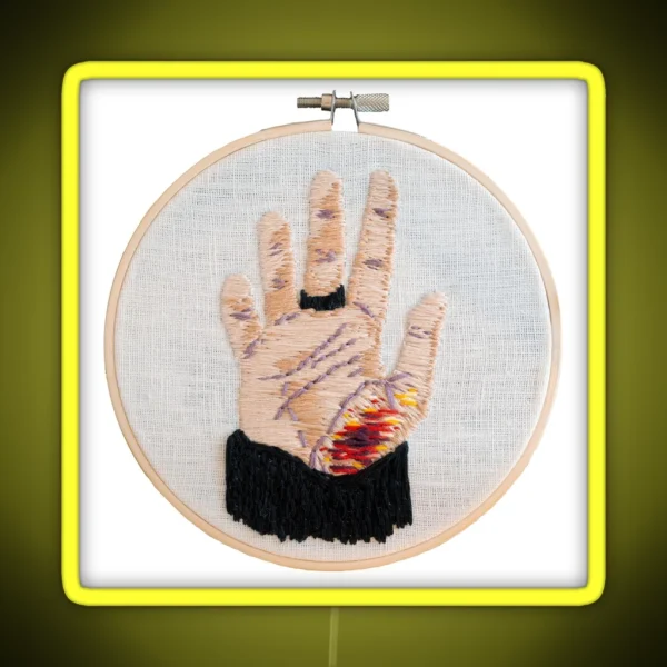 Scraped Hand Embroidery RGB Neon Sign