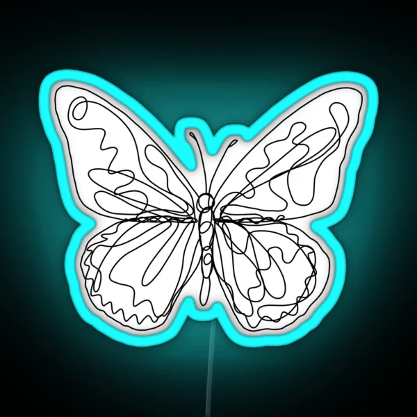 Scribble Butterfly Line Drawing Artwork RGB Neon Sign