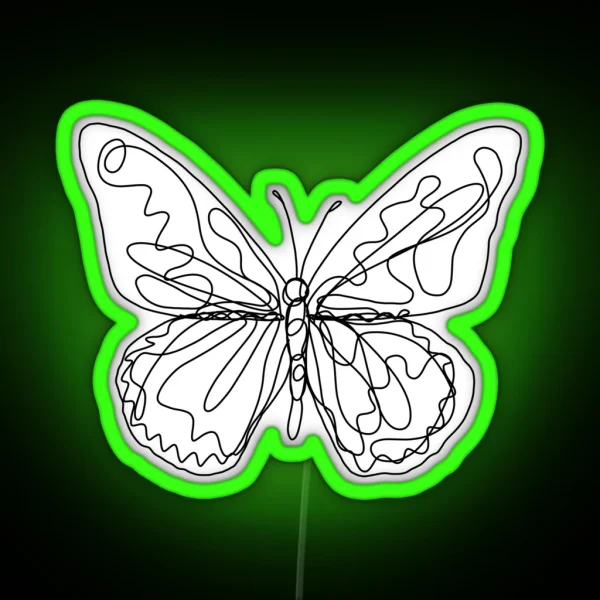 Scribble Butterfly Line Drawing Artwork RGB Neon Sign