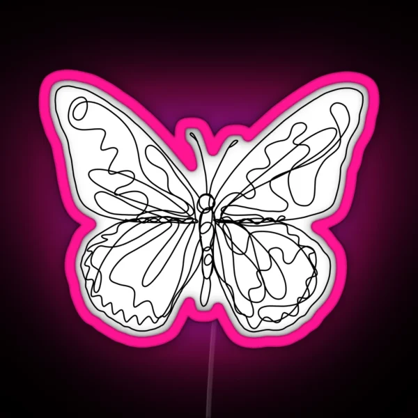 Scribble Butterfly Line Drawing Artwork RGB Neon Sign