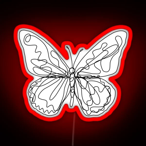 Scribble Butterfly Line Drawing Artwork RGB Neon Sign