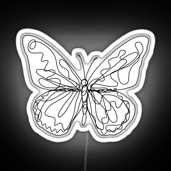 Scribble Butterfly Line Drawing Artwork RGB Neon Sign