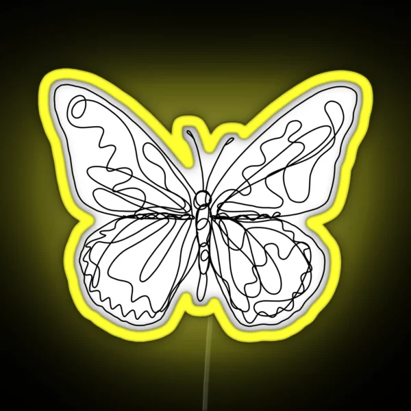 Scribble Butterfly Line Drawing Artwork RGB Neon Sign