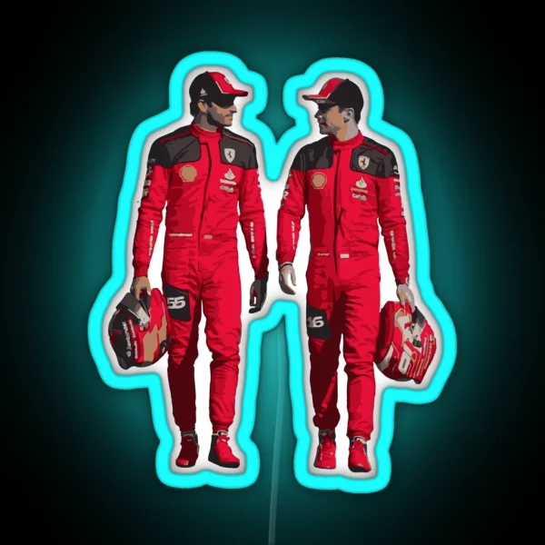 Scuderia Ferrari Boys Carlos Sainz And Charles Leclerc RGB Neon Sign