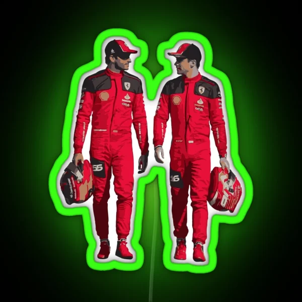 Scuderia Ferrari Boys Carlos Sainz And Charles Leclerc RGB Neon Sign