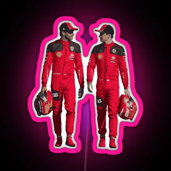Scuderia Ferrari Boys Carlos Sainz And Charles Leclerc RGB Neon Sign