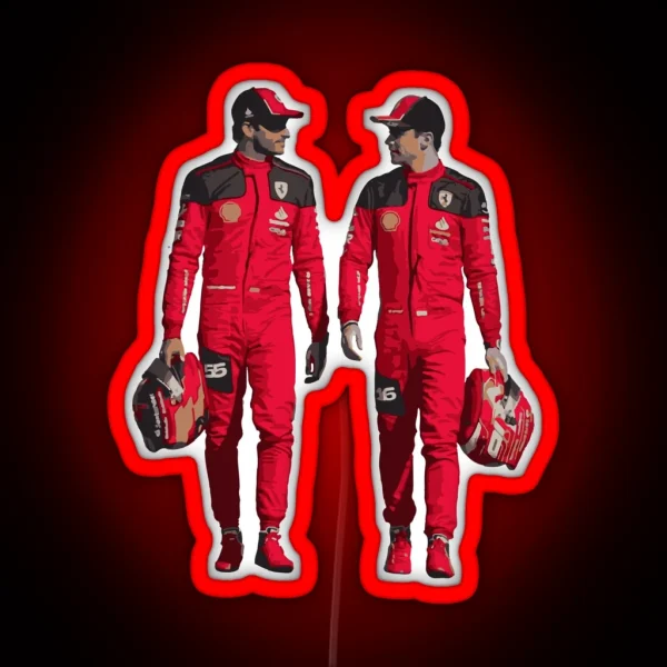 Scuderia Ferrari Boys Carlos Sainz And Charles Leclerc RGB Neon Sign