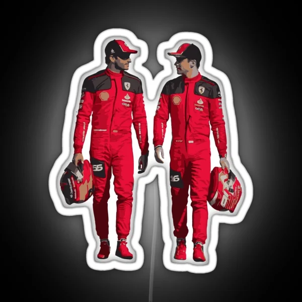 Scuderia Ferrari Boys Carlos Sainz And Charles Leclerc RGB Neon Sign