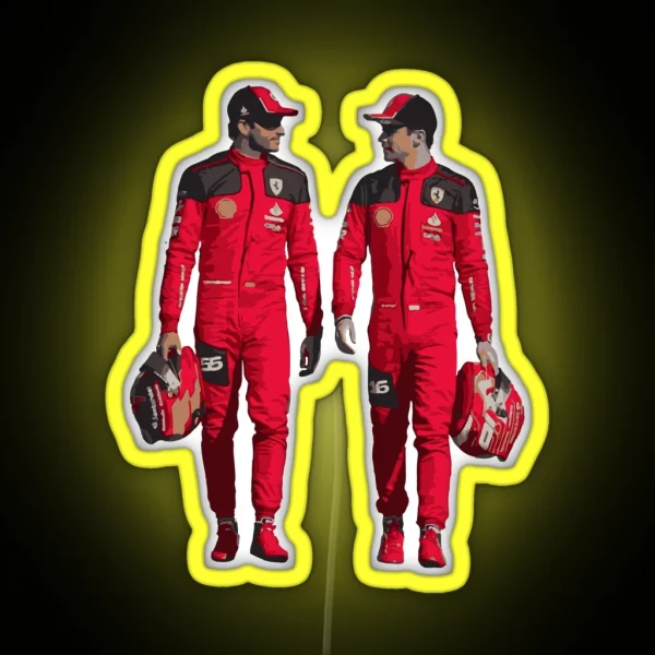 Scuderia Ferrari Boys Carlos Sainz And Charles Leclerc RGB Neon Sign