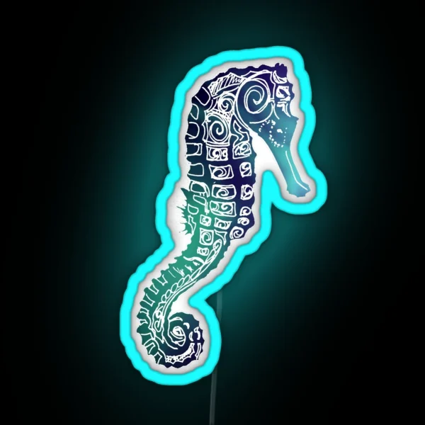 Seahorse On Grey RGB Neon Sign