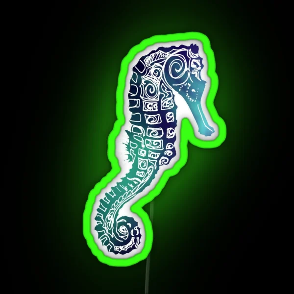 Seahorse On Grey RGB Neon Sign