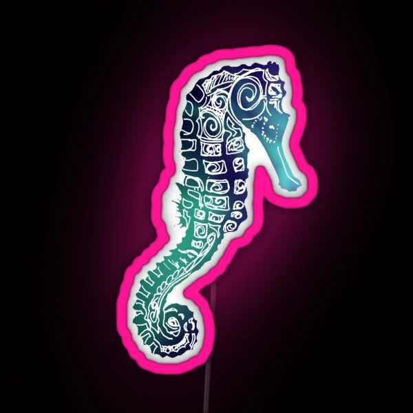 Seahorse On Grey RGB Neon Sign