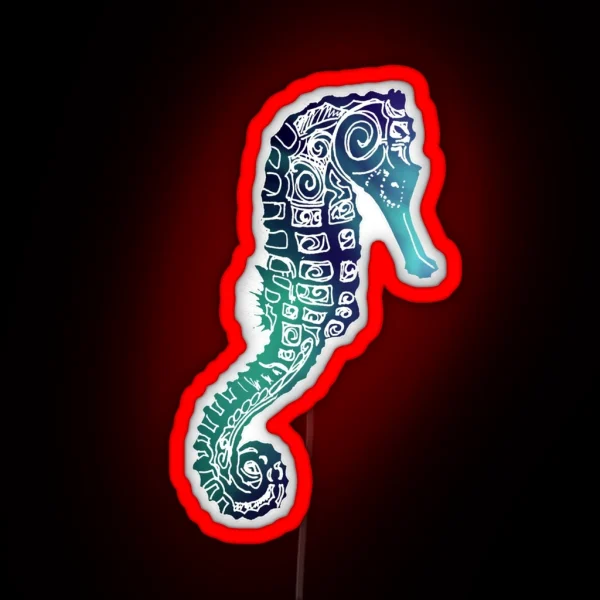Seahorse On Grey RGB Neon Sign