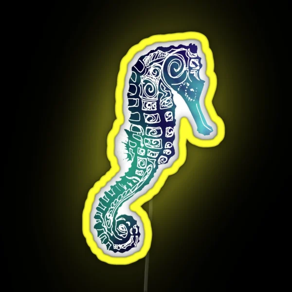 Seahorse On Grey RGB Neon Sign
